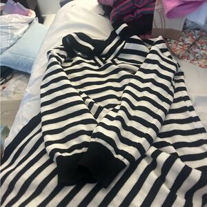 Black and White Striped Sweater Dress